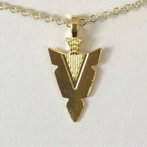 10k Gold Plated Arrowhead 18” Chain Necklace Handmade Handcrafted New